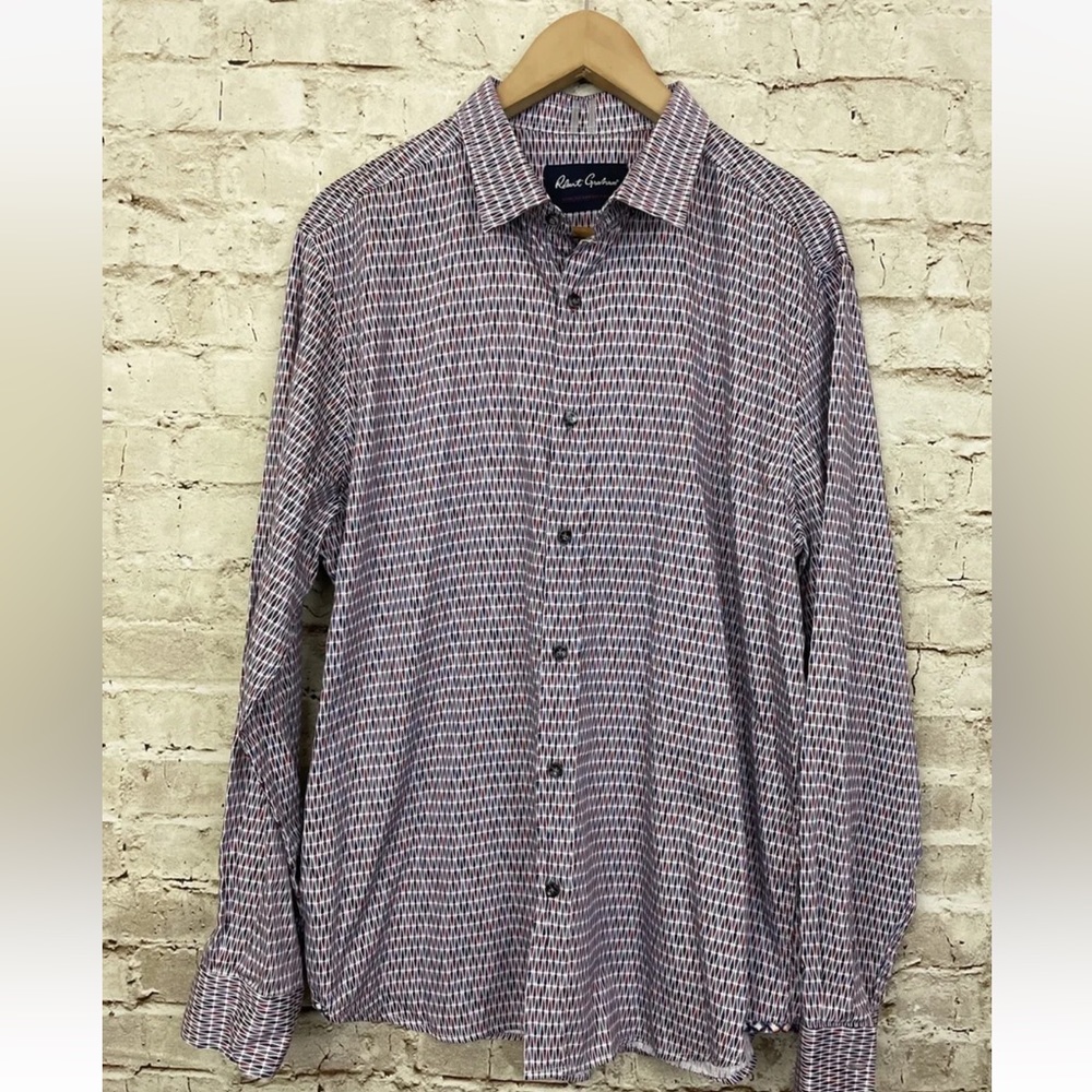 Robert Graham Knowledge Wisdom Truth Men's Sz XL Blue White purple Shirt Button